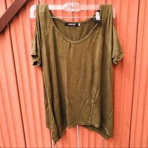 Olive Green Cut out Sleeve Top